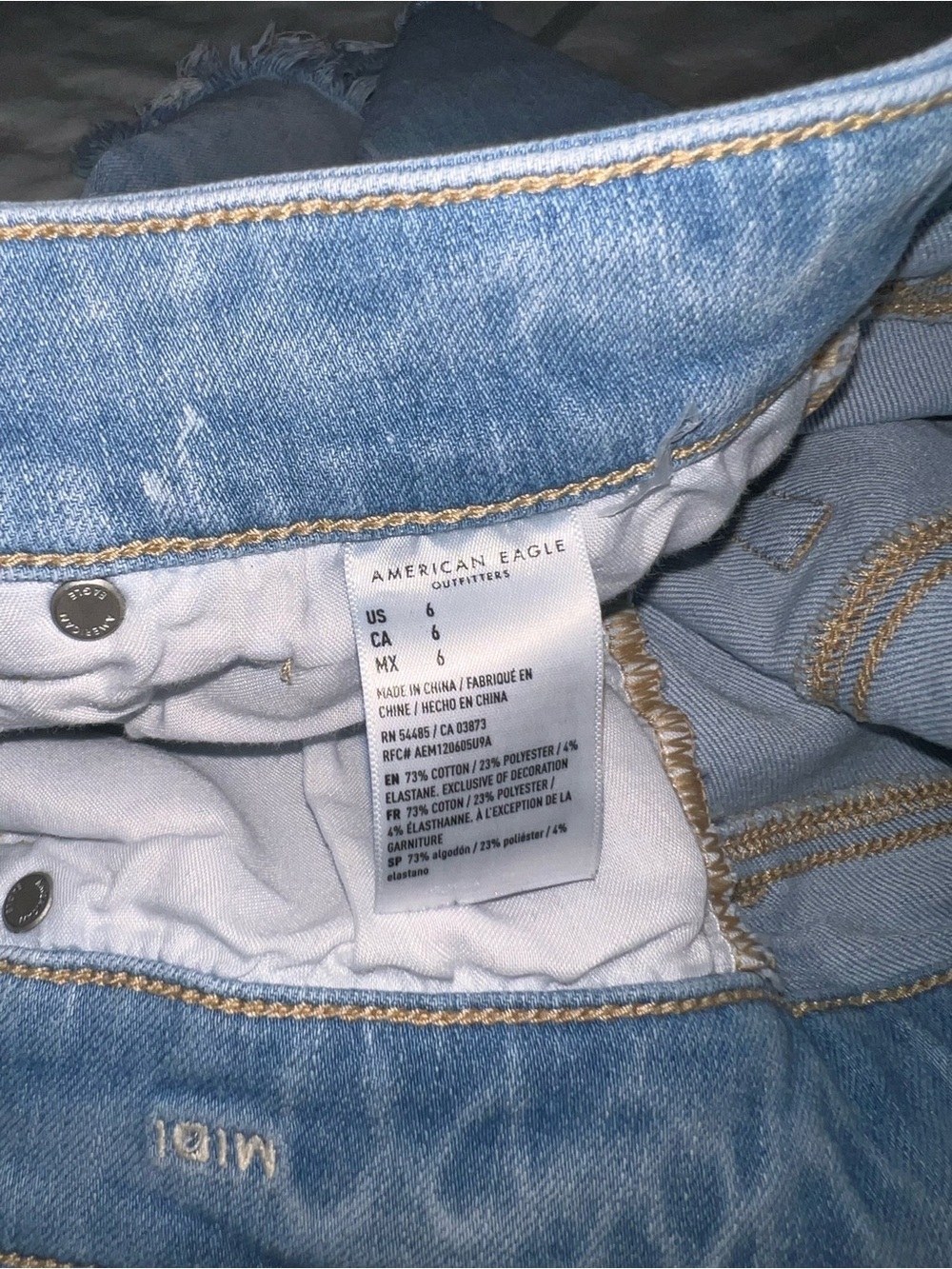 American Eagle Outfitters Light Blue Distressed Denim Shorts - Picture 3 of 5